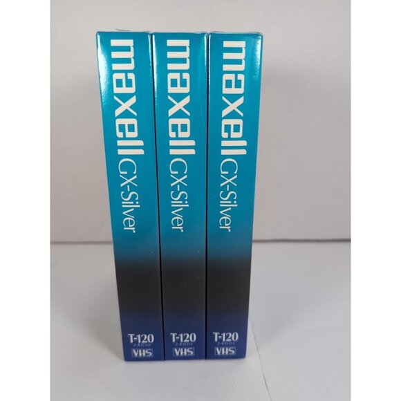 3 New Sealed Maxell GX Silver High Quality VHS Blank Tapes 6 Hours T-120 - Picture 2 of 6